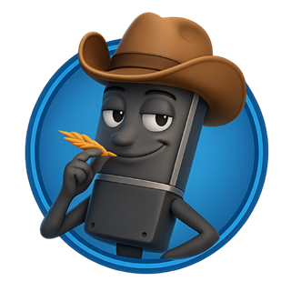 Mascote do PodUé: um microfone de chapéu
